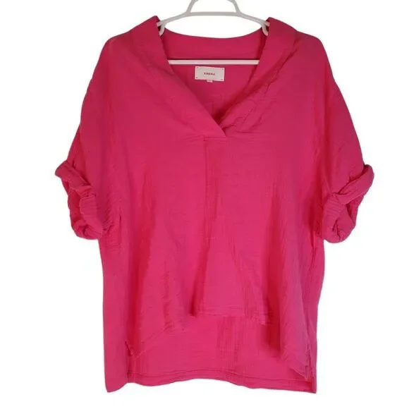 Xirena Avery 100% Cotton Gauze Muslin Top Hot Pink Size‎ M - Picture 13 of 13